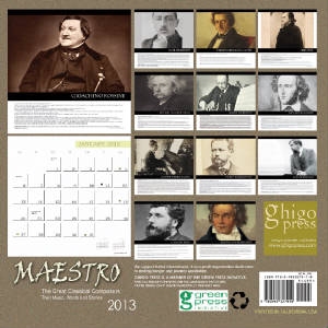 CLASSICAL MUSIC COMPOSER CALENDAR 2013